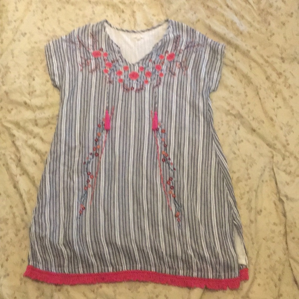 Kyla Seo Imani Embroidered Stripe Dress